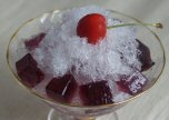 かき氷にかける蒟蒻果ブルーベリー
